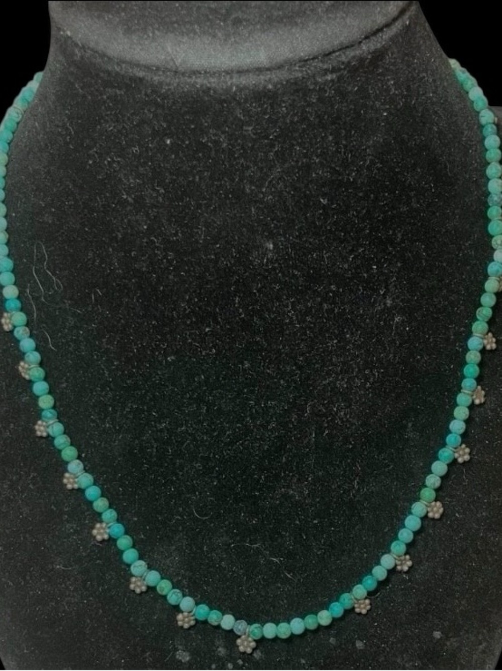 Vintage 16" Turquoise Bead Necklace 925 Sterling Silver Clasp Southwestern Boho